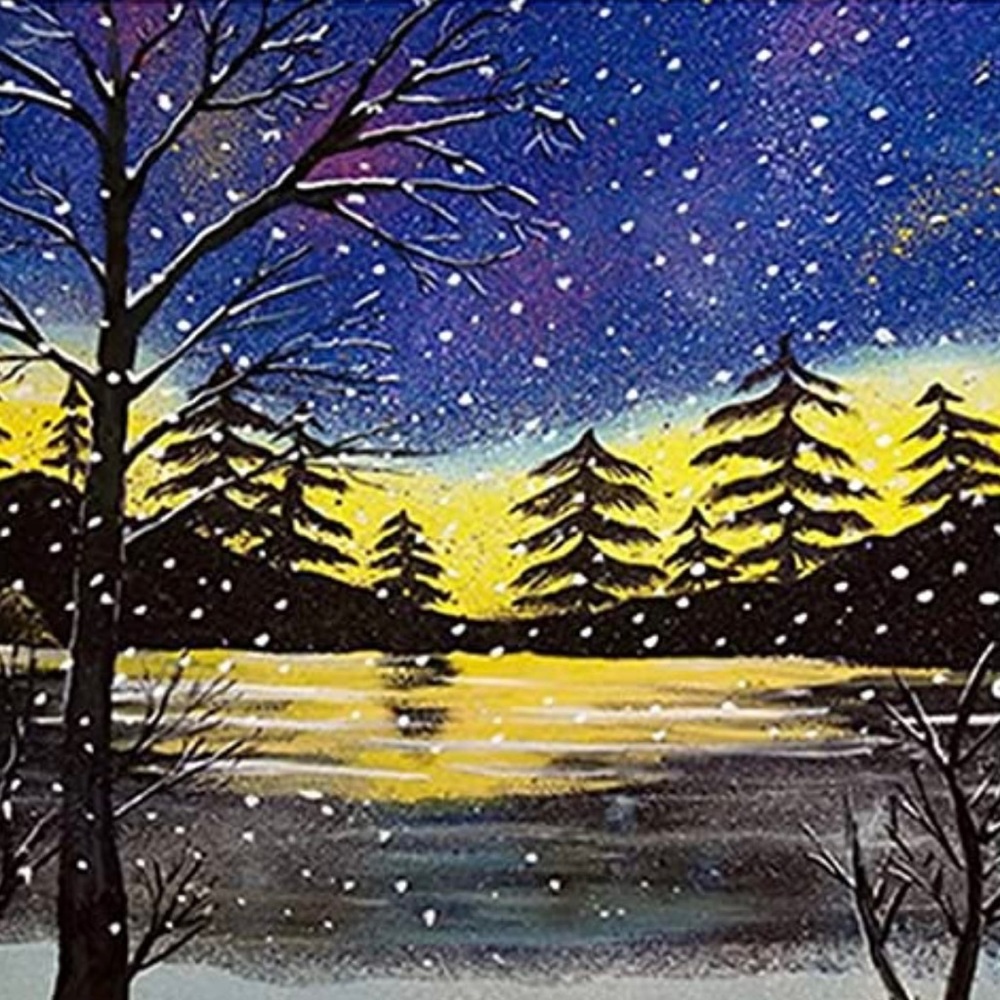Diamond Art 5D DIY Craft Kit - Beaded Painting on Canvas - Holiday Snowfall